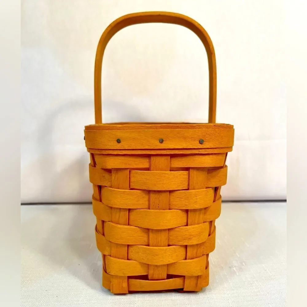 VINTAGE 9x5 RECTANGLE LONGABERGER BASKET with RED PLAID LINER 1999